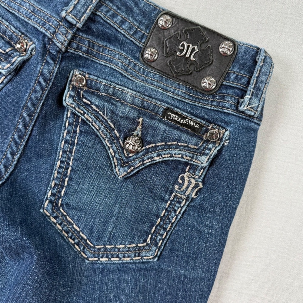 Miss Me Skinny Jeans Womens Size 28 Blue Denim Embellished Flap Pocket JE5179SR